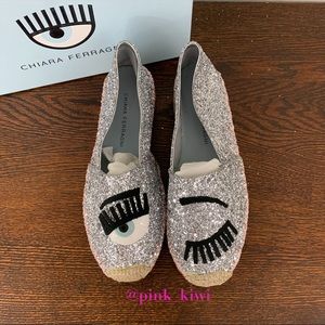 Chiara Ferragni Contrast Stitching Glitter Espadrille